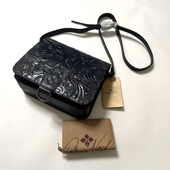 NWT Original PATRICIA NASH Ilina Flap Crossbody Bag Tooled Leather Lapis Blue - Picture 3 of 10